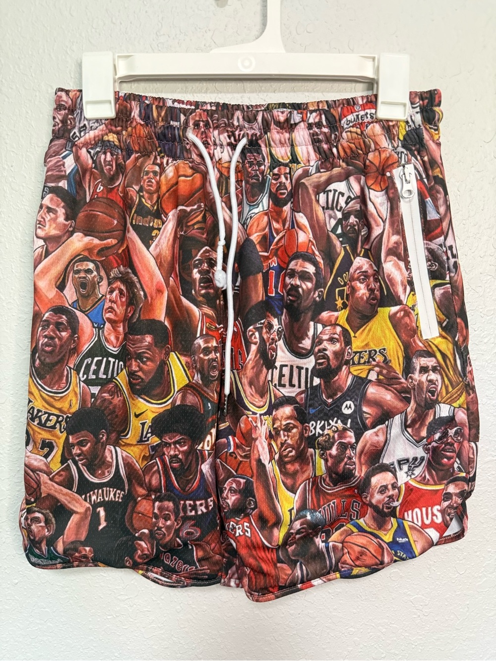 NBA basketball all-over graphic Athletic Shorts with Drawstring 20x14